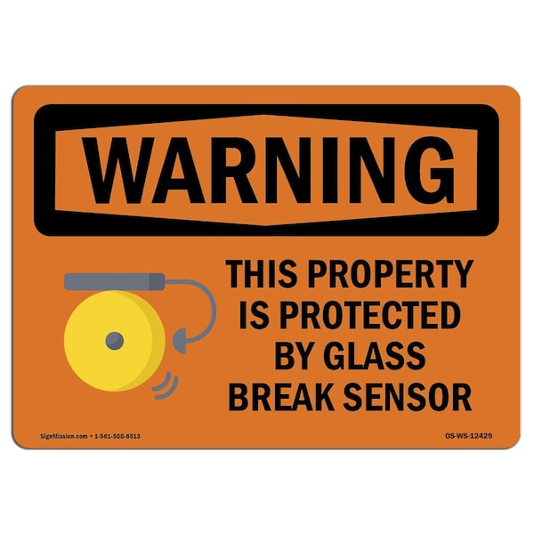 Safety Sign, OSHA WARNING, 18" Height, 24" Width, This Property Is Protected By, Landscape